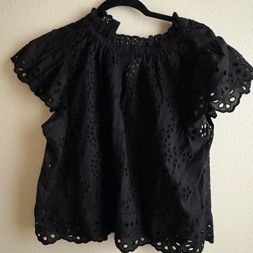 Chic Black Eyelet Women's Blouse